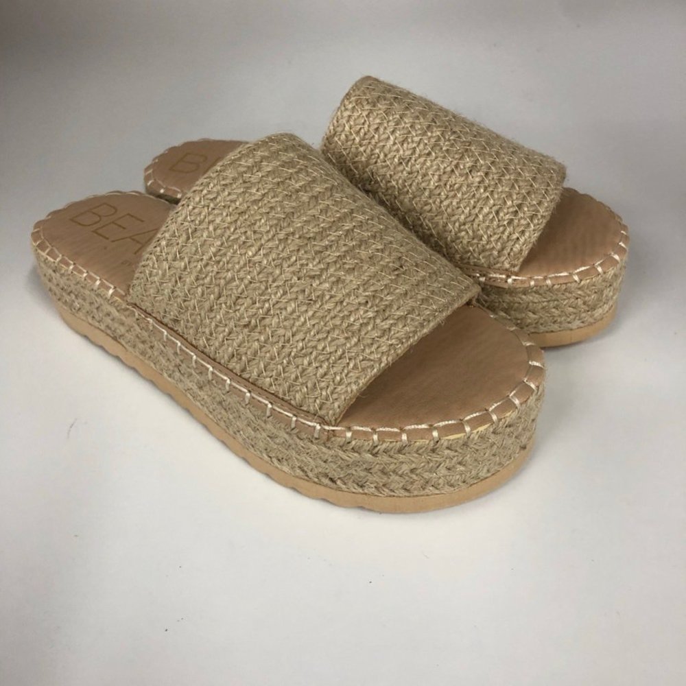 Beach By Matisse Womens Del Mar Platform Wedge Sandals Tan Espadrille 7M M New